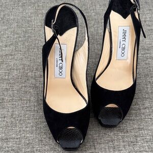Jimmy Choo Black Slingback Peep Toe Heels